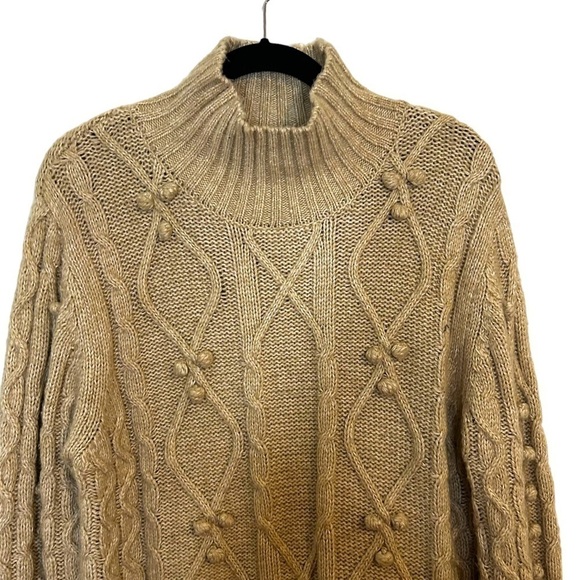 Cupcakes and Cashmere Cable Knit Pom Pom Turtleneck Sweater - Picture 3 of 10